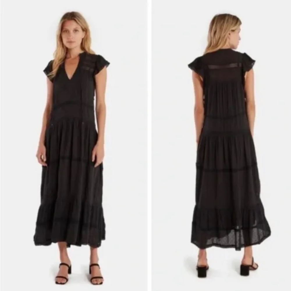 Free people black long maxi dress Sz small